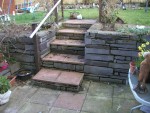 Steps and Slate Block Retaining Wall